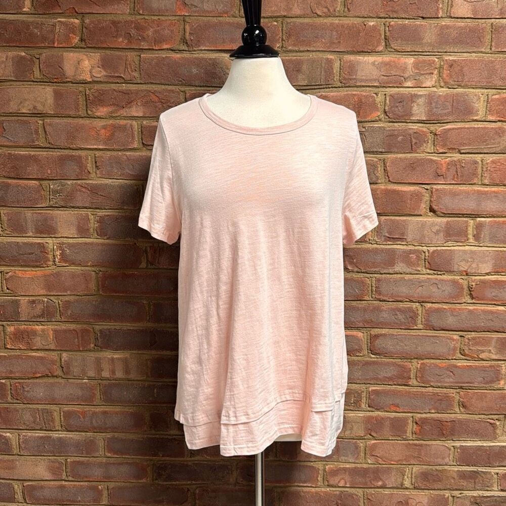 Cotton Bleu Women’s Peach Short Sleeve Swing Top Size Large NEW